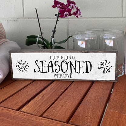 Kitchen Wood Signs (Medium - Wood And Metal, This Kitchen is Seasoned With Love)