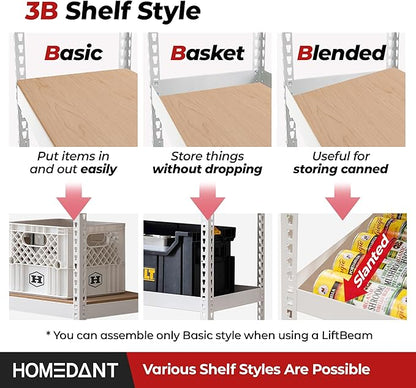 HOMEDANT White 5 Tier Laminated Boltless Heavy Duty Garage Storage Adjustable Wide Size Metal Shelving Unit Utility Rack Shelves Organization Shelf Shed Warehouse 47.7" W x 24.1" D x 71.3" H 4Pack