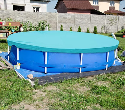 ECOOPTS 16 ft Waterproof Round Polyester Pool Cover for Above Ground Pools, Swimming Pool Cover Protector Winter Safety Cover (Turquoise)