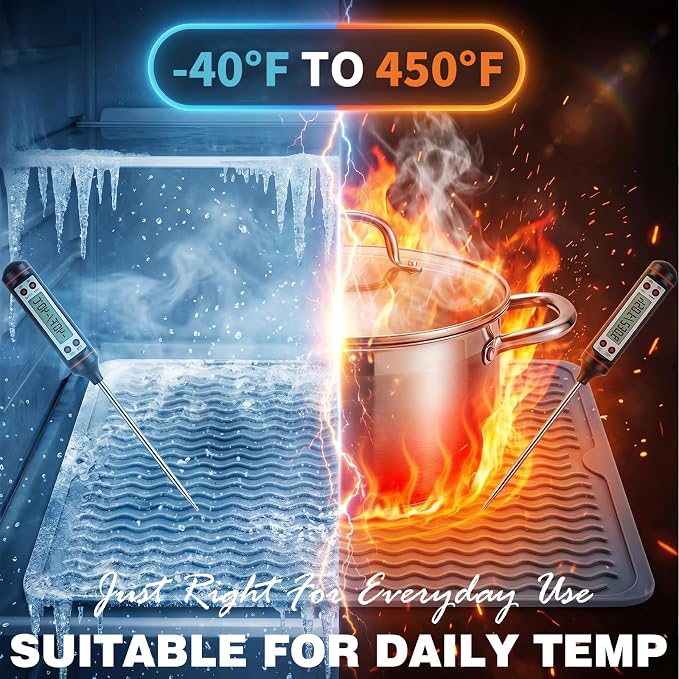 2 Pack Caketime Silicone Dish Drying Mat for Kitchen Counter Coffee Bar Accessories Heat Resistant Waterproof Dining Under Sink Organizers Dog food mat Must Haves Extra Large 24"x18" Gray