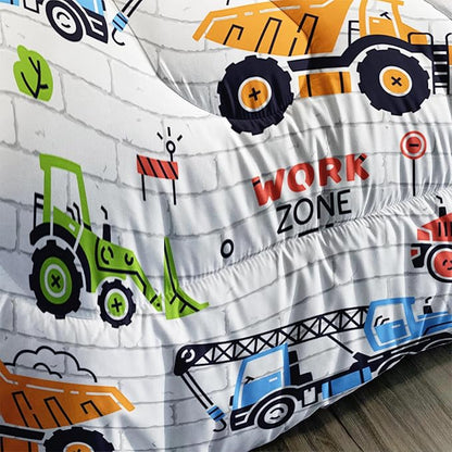 Axolotl Construction Comforter Set Queen,Excavator Bedding Set,Construction Vehicles Comforter Set,Excavator Comforter,Excavator Tractor Trucks Bedding Set for Kids Boys Teens,1 Quilt 2 Pillowcases