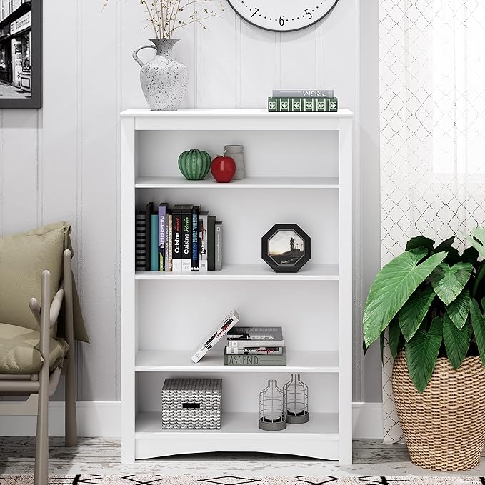 Prepac Home Office 4-Shelf Standard Bookcase, 31.5 in. W x 48 in. H x 13 in. D, White