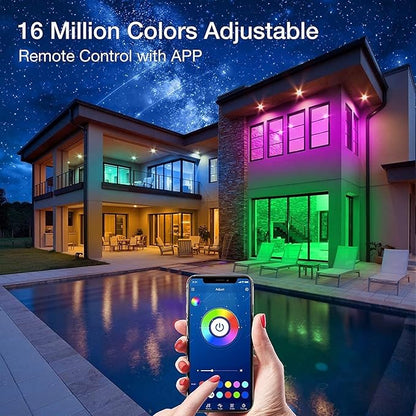 PHOPOLLO Bluetooth Led Strip Lights 100ft (2 Rolls of 50ft), RGB Color Changing LED Lights for Bedroom, Kitchen Decoration, App Control and Music Sync.