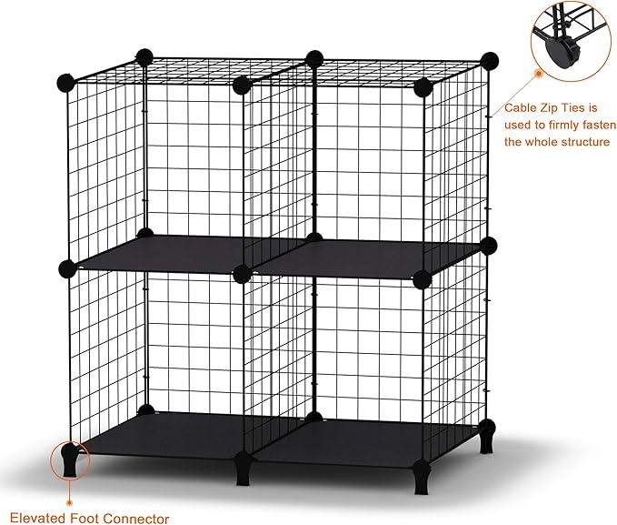 HOMIDEC Wire Cube Storage, Storage Shelves 4 Cube Bookshelf Bookcase Closet Organizer and Storage, Wire Storage Shelves Multi-Use DIY Storage Cube Shelf for Books, Toys, Clothes, Tools