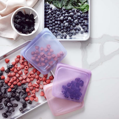 Stasher Premium Reusable Silicone Sandwich Bags, 2-Pack, Blueberry, 28 oz | Food-Safe Silicone, Leak-Free, BPA-Free, Eco-Friendly, Freezer, Microwave, Dishwasher, Oven Safe, Meal Prep, Lunch Container