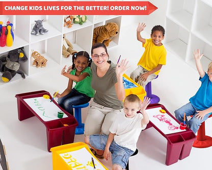 Studico ActiveChairs Kids Wobble Stool, Flexible Seating for Preschool & Elementary Classrooms. Improves Focus & Posture, Helps ADHA/ADD, Wiggle Seat, [Active Desk Chairs], 14" Stool, Ages 3-7, Red