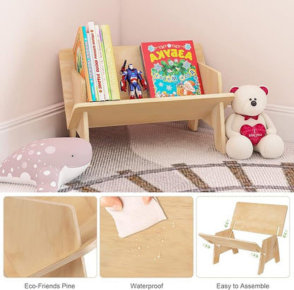 Wooden Tabletop Bookshelf Titled Desktop Bookshelf Cookbook Shelf,Small Bookcases for Magazine Books CDs,Book Rack Desk Book Organizer in Living Room/Office/Bedroom (Burlywood)
