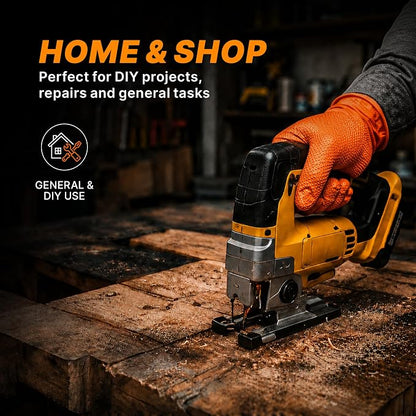 TitanFlex Heavy Duty Industrial Orange Nitrile Gloves, 8-mil, Gloves Disposable Latex Free with Raised Diamond Texture Grip, Powder Free, Rubber Glove, Mechanic Gloves,100-ct Box (Large)