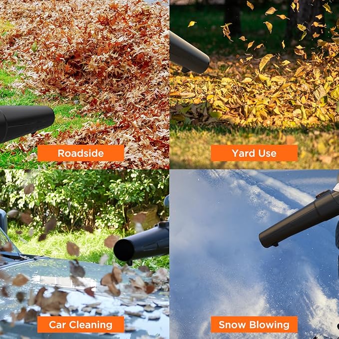 Litheli 20V Cordless Leaf Blower with Battery, 2.0 Ah, 355CFM/85MPH, 2 Speeds - Electric Leaf Blower for Lawn Care, Patio, Dust, Leaves