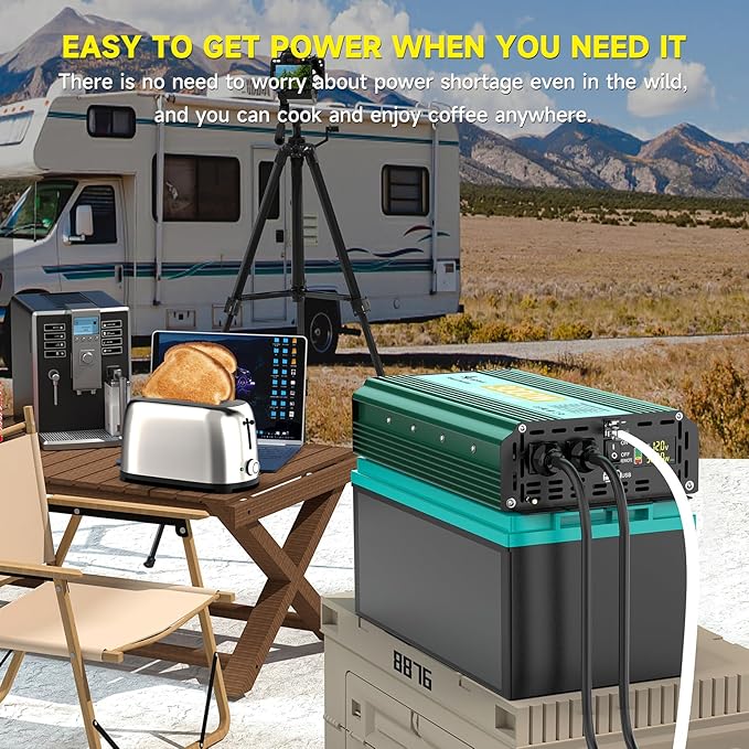 3000 Watt Inverter 12V to 110V/120V 6000W Peak Truck Power Inverter for Vehicles, Modified Sine Wave AC to DC Converter for RV Home with 2 AC Outlets 3.4A USB Port LED Didplay Remote Controller