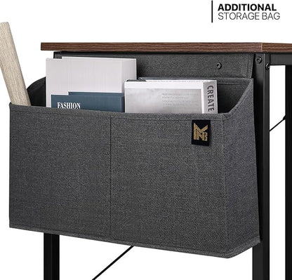 MoNiBloom 40 Inches Computer Desk with Storage Bag, Study Work Writing Table w/Metal Frame for Home Office, Walnut Color
