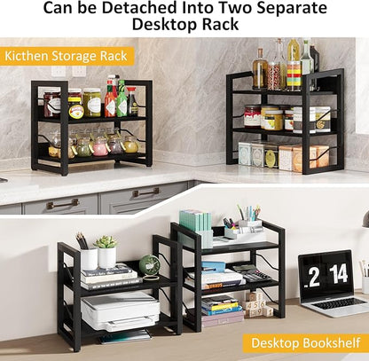 Small Bookshelf with Drawer: 4-Tier Wood Book Shelf Industrial Narrow Bookcase Storage Organizer Metal Stackable Shelves for Desktop Bedroom Living Room Home Office (Black)