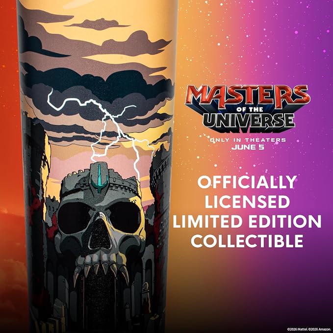 Dragon Glassware x Masters of the Universe Tumbler, 24oz - Castle Grayskull | Vacuum Insulated Stainless Steel Tumbler with Straw & Lid; With Straw Topper; Official Masters of the Universe 2026 Movie Cup