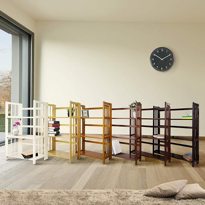 Casual Home 3-Shelf Folding Stackable Bookcase (27.5" Wide)-Walnut
