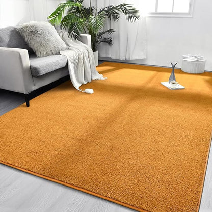 Area Rugs for Bedroom Living Room, 4x6 Orange Super Soft Comfy Thickened Memory-Foam Indoor Carpets, Modern Aesthetic Minimalist Carpet for Boys Girls Adults Apartment Nursery Home Décor