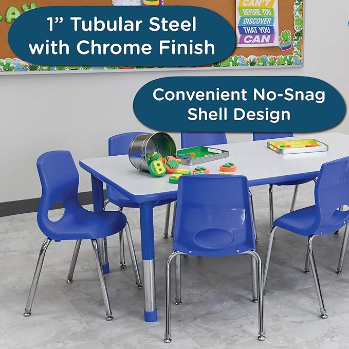 Angeles H, Blue with Chrome Legs MyPosture Children's Chair, 8-inch