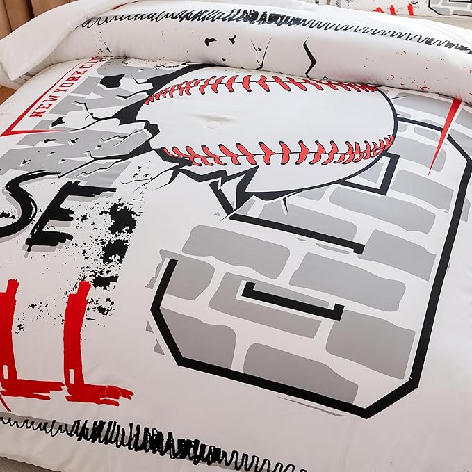 Baseball Comforter Twin,Sports Bedding Set for Boys,Boys Baseball Bedding Set Twin,Teen Boy Comforter with 2 Pillowcases