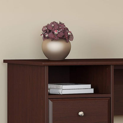 Bush Furniture Cabot Desks for Home Office with Storage and Chrome Hardware | Elegant Computer Table with Drawers, 72W, Harvest Cherry