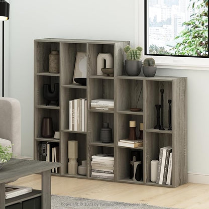 Furinno Luder 11-Cube Reversible Open Shelf Bookcase, French Oak