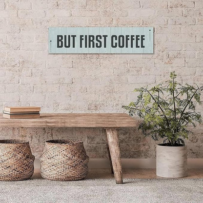 Generic Funny Wood Sign But First Coffee Rustic Wooden Hanging Sign Home Farmhouse Kitchen Wall Decoration 16 x 6 Inch