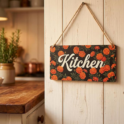 Rustic Farmhouse Kitchen Wall Decor Floral Wood Hanging Sign for Country Cottage Home Styling Vintage Art Plaque Thoughtful Housewarming Gift 12x6 Inches
