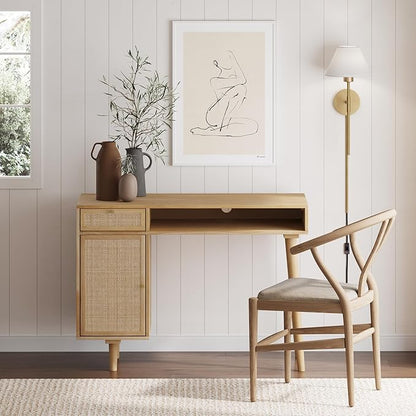 Nathan James Jacklyn Modern Home Office Writing Desk, OneSize, Natural Brown