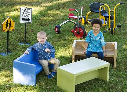Children's Factory Adapta-Bench, CF910-055, Sky, Kids Flexible Seating, Classroom, Preschool and Daycare Furniture, Indoor or Outdoor Toddler Chairs