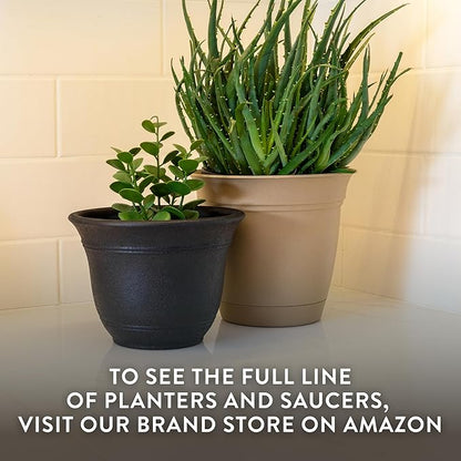 The HC Companies Sierra Round Self-Watering Pot - Lightweight Plastic Planter for Herbs & More - Durable Plant Pots for Indoor Plants & Outdoor Plants (16” Celtic Bronze, Pack of 2)