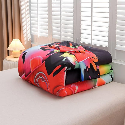 Aimuan Gaming Comforter Sets for Boys Kids Bedding Sets Video Games Console Action Buttons Novelty Colorful Game Gamepad Controller Modern Gamer Room Decor Home Quilt Set (Twin, Black)