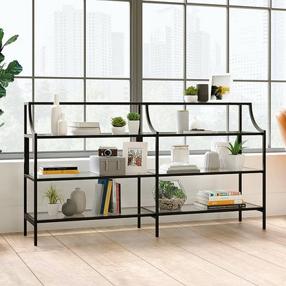 Sauder Harvey Park Bookcase/Book Shelf and Console Table, Black Finish