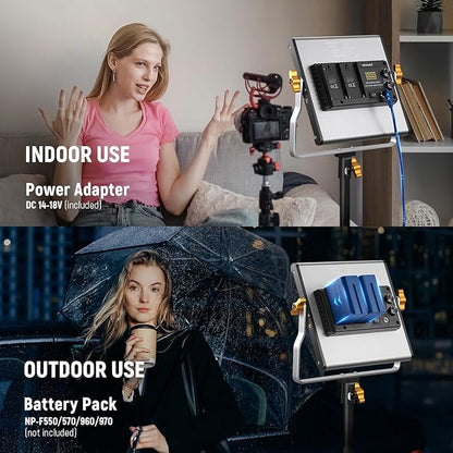 Neewer 2 Packs Dimmable Bi-Color 480 LED Video Light and Stand Lighting Kit Includes: 3200~5600K CRI 96+ LED Panel with U Bracket, 75 inches Light Stand for YouTube Studio Photography, Video Shooting