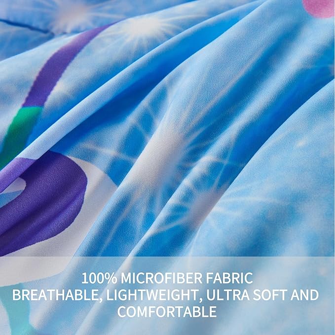 RYNGHIPY 6Pcs Mermaid Tail Comforter Set for Kids Girls, Mermaid Fish Scale Bed in a Bag Queen Size, Sparkle Teal Purple Rainbow Bedroom Decor Bedding Set