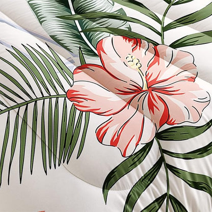 Flamingo Comforter Set Full Size Tropical Flamingo Palm Tree Leaf Pattern Bedding Set Flower Quilted Duvet for Kids Girls Boys Adult with 1 Comforter and 2 Pillowcases