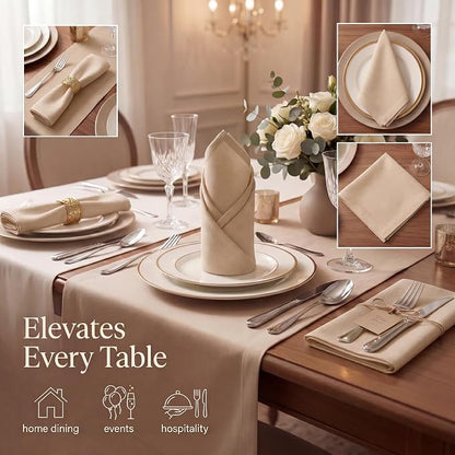 Urban Villa Cloth Napkins Cotton 20x20 (Set of 12) Taupe