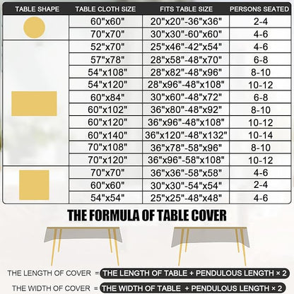 Smiry Rectangle Waterproof Heavy Duty Vinyl Tablecloths, 52 x 70 Inch | Wipeable Washable Floral Embossed Table Cover for Kitchen and Dining Room, Indoor & Outdoor Use, Champagne
