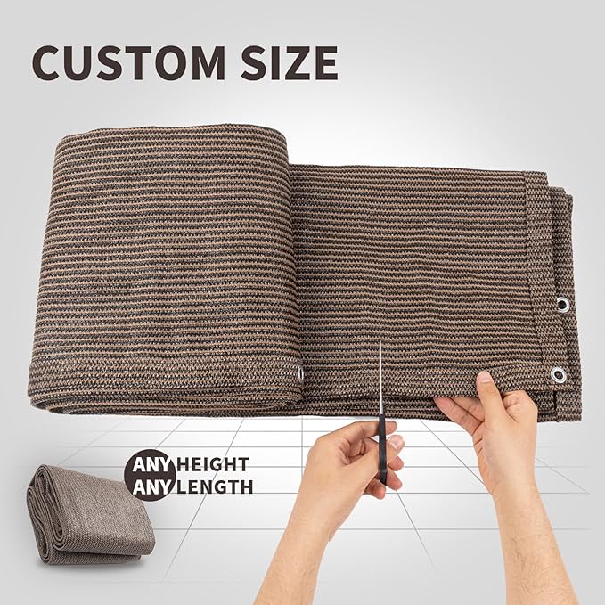 LOVE STORY Custom Size 3'x35' Brown Balcony Privacy Screen,UV Block Privacy Fence Screen,90% Shield for Outdoor Pool Garden Apartment Railing