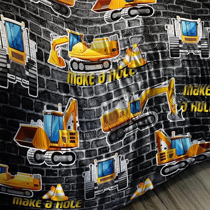 Axolotl Excavator Bedding Set Full Size,Yellow Excavator Bed Comforter for Kids Boys Teens,Tractor Truck Bedding Set for Boys,Construction Bedding Set for Boys,1 Quilt 2 Pillowcases,Deep Grey