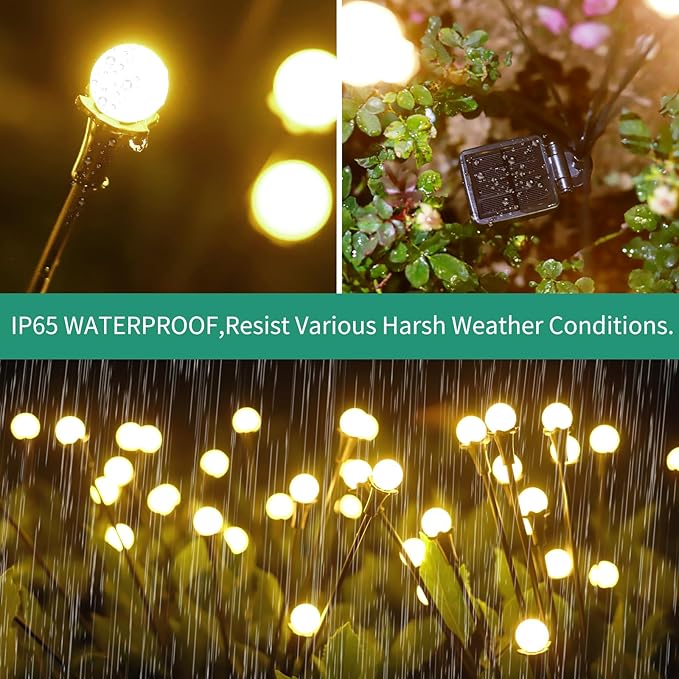 Solar Lights Outdoor Waterproof 4 Pack of 32 LEDs Garden Patio Firefly Decoration Unique Gifts Women Grandparents