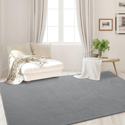 Area Rugs for Bedroom Living Room, 5x8 Grey Super Soft Comfy Thickened Memory-Foam Indoor Carpets, Modern Aesthetic Minimalist Carpet for Boys Girls Adults Apartment Nursery Home Décor