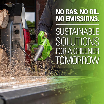 Greenworks 24V (90 MPH / 180 CFM / 125+ Compatible Tools) Cordless Shop Blower, 2.0Ah Battery and Charger Included