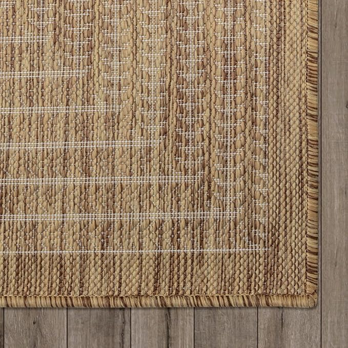 Adiva Rugs Outdoor Indoor Area Rug, Weather Resistant, Easy to Clean, Stain Resistant Floor Mat for Dining Room, Backyard, Deck, Patio (Wooden, 5' x 7')