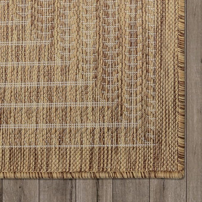 Adiva Rugs Outdoor Indoor Area Rug, Weather Resistant, Easy to Clean, Stain Resistant Floor Mat for Dining Room, Backyard, Deck, Patio (Wooden, 5' x 7')