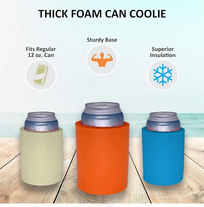 Blank Thick Foam Old School Can Cooler (2 Pack, Gray)