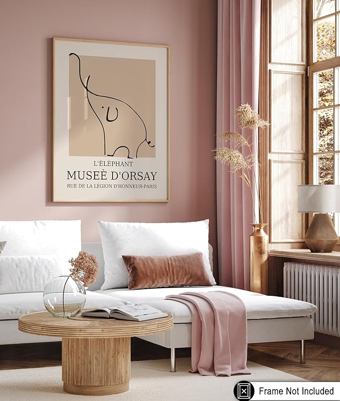 Poster Master Vintage Poster - Retro Elephant Print - Line Drawing Art - Sketch Wall Art - Gift for Boys & Girls - Cute Wall Decor for Bedroom, Kid's Room or Nursery - 11x14 UNFRAMED Wall Art