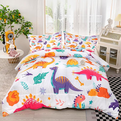 CVHOUSE Dinosaur Bedding Set,Dinosaur Comforter,Dinosaur Comforter Set King,Microfiber Quilt Set with 1 Comforter and 2 Pillow Cases- 3 Piece