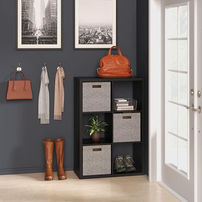 ClosetMaid 6 Cube Storage Shelf Organizer Bookshelf with Open Back, Vertical or Horizontal, Easy Assembly, Wood, Black Finish