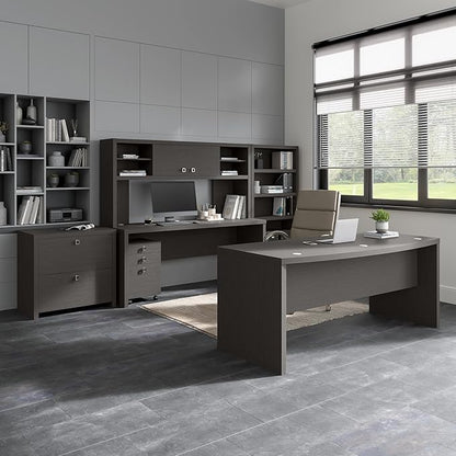 Bush Business Furniture Lateral Cabinet with Satin Silver Hardware | Echo Collection 2 Drawer Filing Unit for Home Office or Professional, 31W, Charcoal Maple