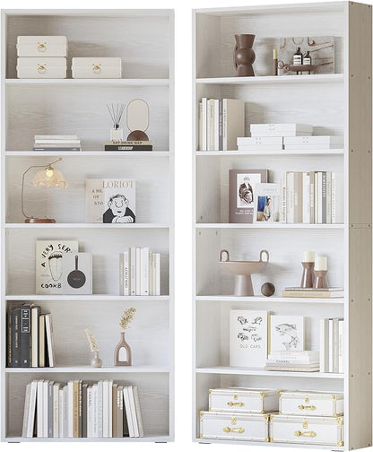 IRONCK Bookshelves and Bookcases Set of 2 Floor Standing 6 Tier Display Storage Shelves 70in Tall Bookcase Home Decor Furniture for Home Office, Living Room