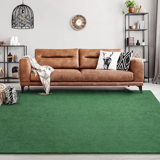 Area Rugs for Bedroom Living Room, 5x8 Green Super Soft Comfy Thickened Memory-Foam Indoor Carpets, Modern Aesthetic Minimalist Carpet for Boys Girls Adults Apartment Nursery Home Décor