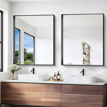 Black Bathroom Mirror, 30x36 Inch Rectangular Framed Mirror, Large Wall Mounted Bathroom Vanity Mirror Over Sink for Bedroom,Restroom, Living Room, Hangs Vertically or Horizontally